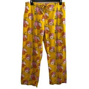 Mahogany Women's Floral Cotton Pajama Pant Size Large Drawstring Pockets